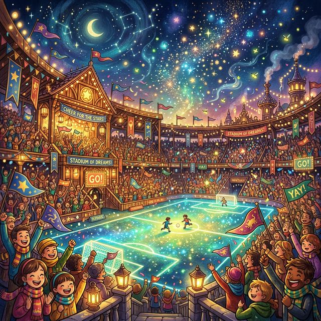 スタジアムで応援するサポーターたち